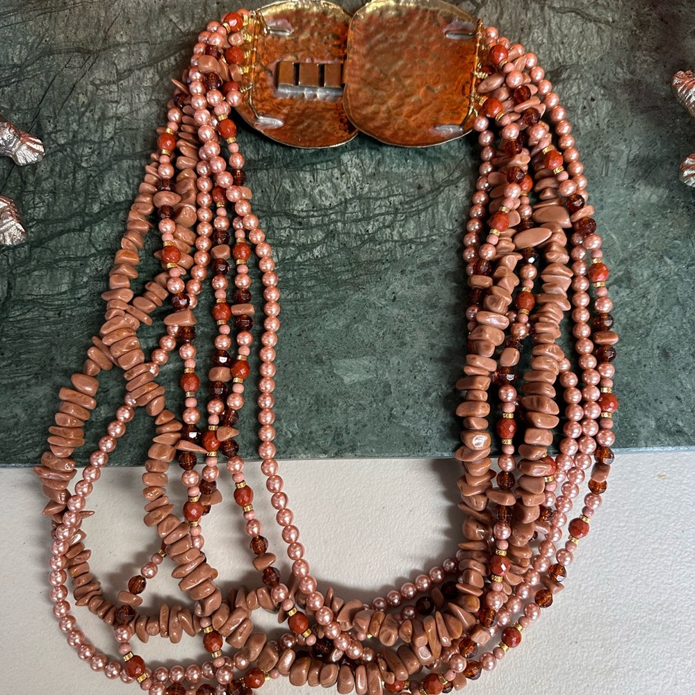Vintage Elegant Multi-Strand Pink Beaded Belt